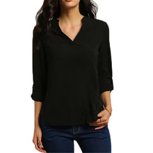Plus Size S-5XL Summer Women OL V Neck Folds Long Sleeve Casual Chiffon Blouse regata feminina camisetas Tops New 7 colors