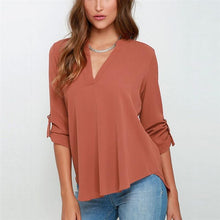Plus Size S-5XL Summer Women OL V Neck Folds Long Sleeve Casual Chiffon Blouse regata feminina camisetas Tops New 7 colors