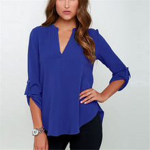 Plus Size S-5XL Summer Women OL V Neck Folds Long Sleeve Casual Chiffon Blouse regata feminina camisetas Tops New 7 colors
