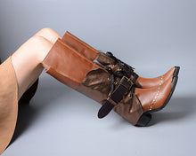 New Arrival !!! Genuine Leather Knee HIgh Women Boots Silver Metal Pointed Toe Women Winter Boots Lace Up Motorcycle Shoes Women