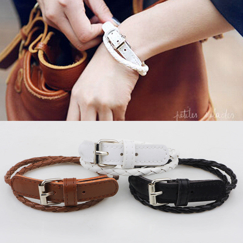 European&American Genuine leather bracelets for women Vintage belt buckle bangles Fashion bracciali New pulseras mujer QN2161